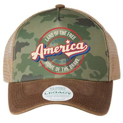 America Land Of The Free Home Of The Brave Retro 4th Of July Funny Gift Legacy Tie Dye Trucker Hat