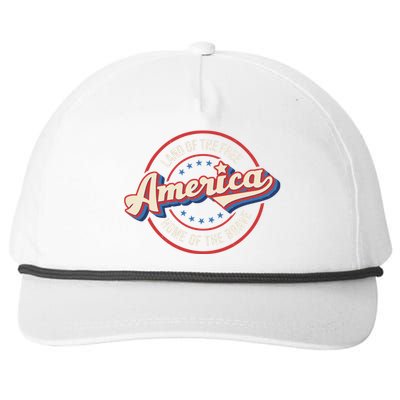 America Land Of The Free Home Of The Brave Retro 4th Of July Funny Gift Snapback Five-Panel Rope Hat