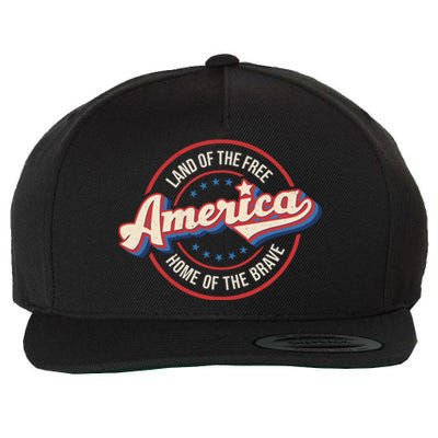 America Land Of The Free Home Of The Brave Retro 4th Of July Funny Gift Wool Snapback Cap