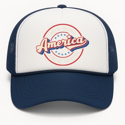 America Land Of The Free Home Of The Brave Retro 4th Of July Funny Gift Trucker Hat