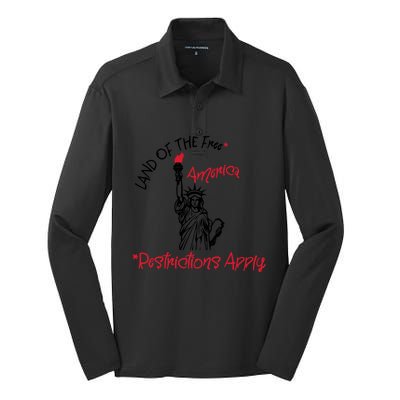 America Land Of The Free Restrictions Apply Cool Gift Silk Touch Performance Long Sleeve Polo