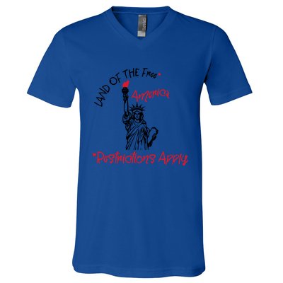 America Land Of The Free Restrictions Apply Cool Gift V-Neck T-Shirt