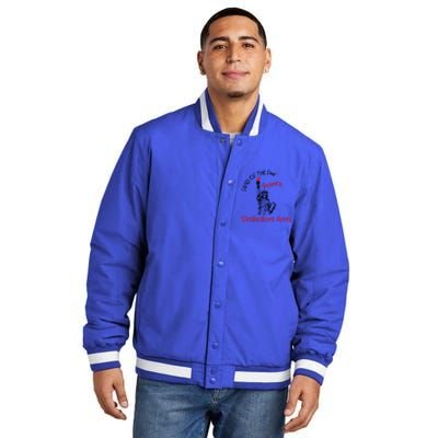 America Land Of The Free Restrictions Apply Cool Gift Insulated Varsity Jacket