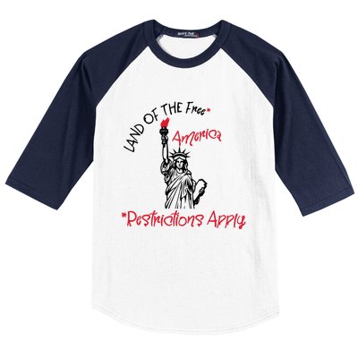 America Land Of The Free Restrictions Apply Cool Gift Baseball Sleeve Shirt