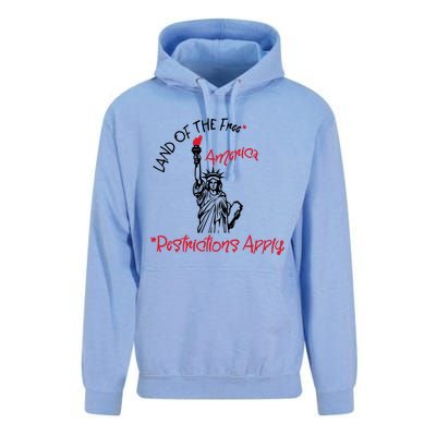 America Land Of The Free Restrictions Apply Cool Gift Unisex Surf Hoodie