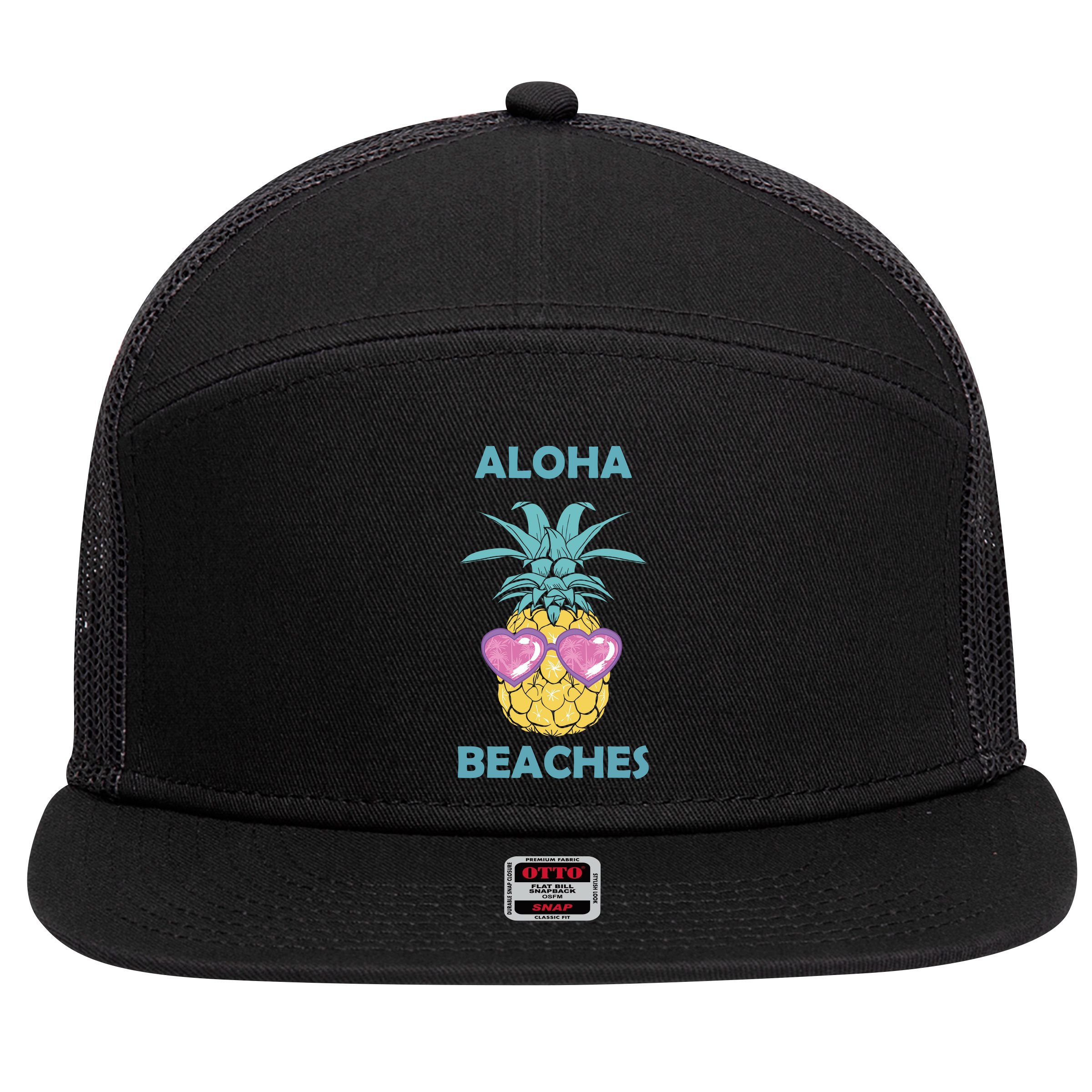 Aloha Beaches Cool Summer Shades 7 Panel Mesh Trucker Snapback Hat
