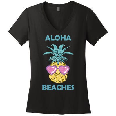 Aloha Beaches Cool Summer Shades Women's V-Neck T-Shirt