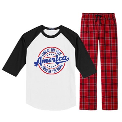 AMERICA LAND OF THE FREE HOME OF THE BRAVE Raglan Sleeve Pajama Set