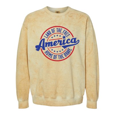 AMERICA LAND OF THE FREE HOME OF THE BRAVE Colorblast Crewneck Sweatshirt