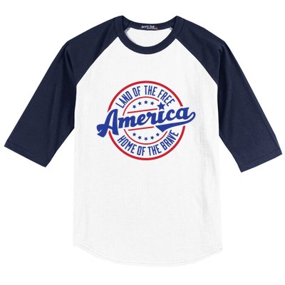 AMERICA LAND OF THE FREE HOME OF THE BRAVE Baseball Sleeve Shirt