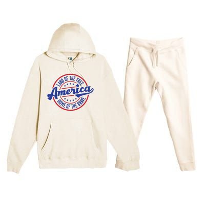 AMERICA LAND OF THE FREE HOME OF THE BRAVE Premium Hooded Sweatsuit Set