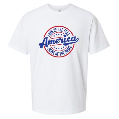 AMERICA LAND OF THE FREE HOME OF THE BRAVE Sueded Cloud Jersey T-Shirt