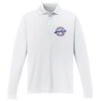 AMERICA LAND OF THE FREE HOME OF THE BRAVE Performance Long Sleeve Polo