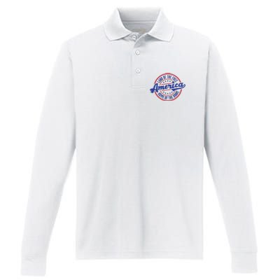 AMERICA LAND OF THE FREE HOME OF THE BRAVE Performance Long Sleeve Polo