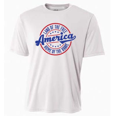 AMERICA LAND OF THE FREE HOME OF THE BRAVE Cooling Performance Crew T-Shirt