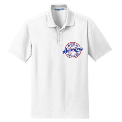 AMERICA LAND OF THE FREE HOME OF THE BRAVE Dry Zone Grid Polo