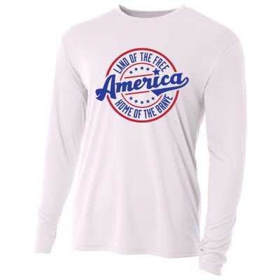 AMERICA LAND OF THE FREE HOME OF THE BRAVE Cooling Performance Long Sleeve Crew