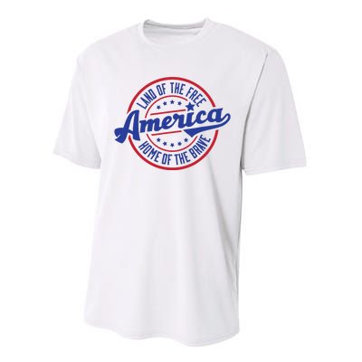 AMERICA LAND OF THE FREE HOME OF THE BRAVE Performance Sprint T-Shirt