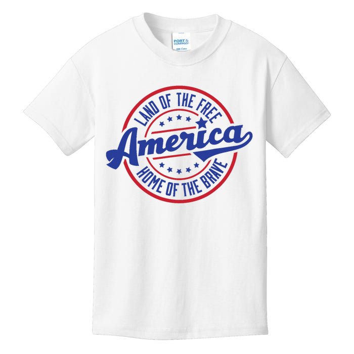 AMERICA LAND OF THE FREE HOME OF THE BRAVE Kids T-Shirt