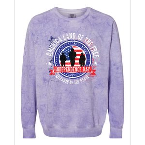 America Land Of The Free Because Of The Brave Novelty Gift Colorblast Crewneck Sweatshirt