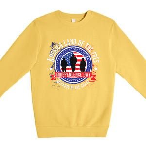 America Land Of The Free Because Of The Brave Novelty Gift Premium Crewneck Sweatshirt