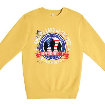 America Land Of The Free Because Of The Brave Novelty Gift Premium Crewneck Sweatshirt