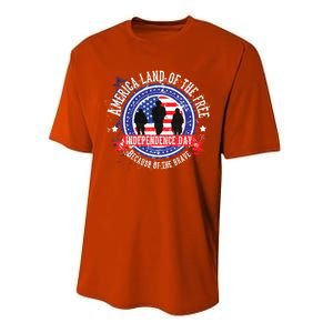 America Land Of The Free Because Of The Brave Novelty Gift Performance Sprint T-Shirt