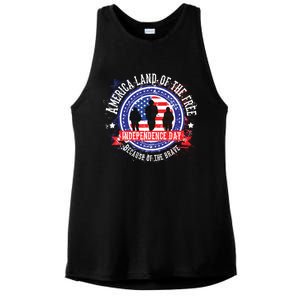 America Land Of The Free Because Of The Brave Novelty Gift Ladies PosiCharge Tri-Blend Wicking Tank