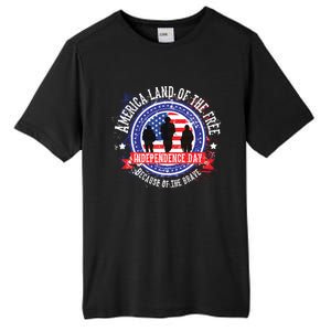 America Land Of The Free Because Of The Brave Novelty Gift Tall Fusion ChromaSoft Performance T-Shirt