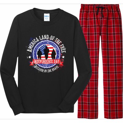 America Land Of The Free Because Of The Brave Novelty Gift Long Sleeve Pajama Set