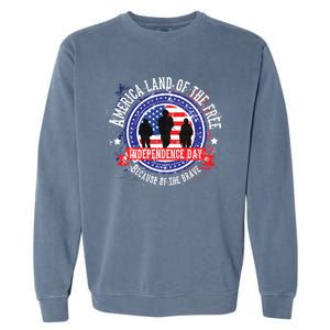 America Land Of The Free Because Of The Brave Novelty Gift Garment-Dyed Sweatshirt