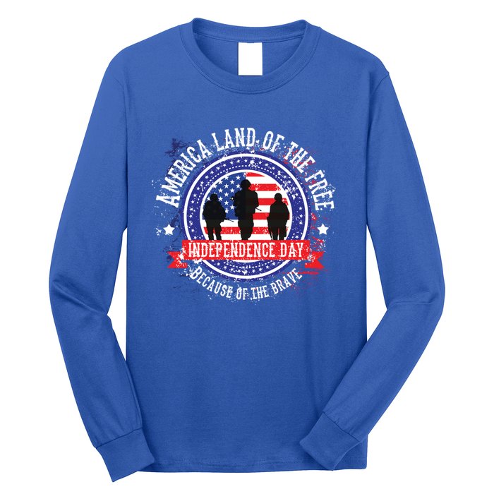 America Land Of The Free Because Of The Brave Novelty Gift Long Sleeve Shirt