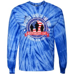 America Land Of The Free Because Of The Brave Novelty Gift Tie-Dye Long Sleeve Shirt