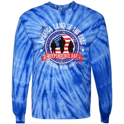 America Land Of The Free Because Of The Brave Novelty Gift Tie-Dye Long Sleeve Shirt