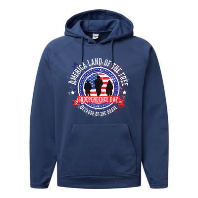 America Land Of The Free Because Of The Brave Novelty Gift Performance Fleece Hoodie