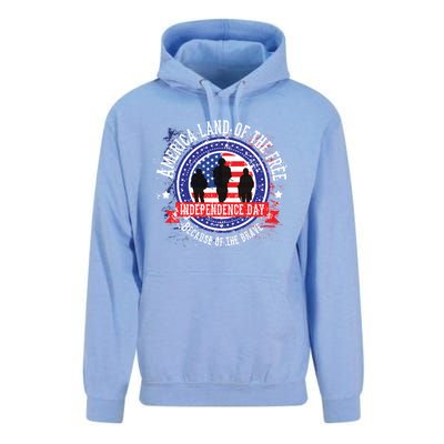 America Land Of The Free Because Of The Brave Novelty Gift Unisex Surf Hoodie