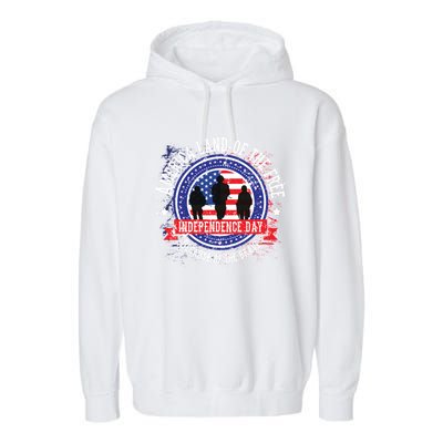 America Land Of The Free Because Of The Brave Novelty Gift Garment-Dyed Fleece Hoodie