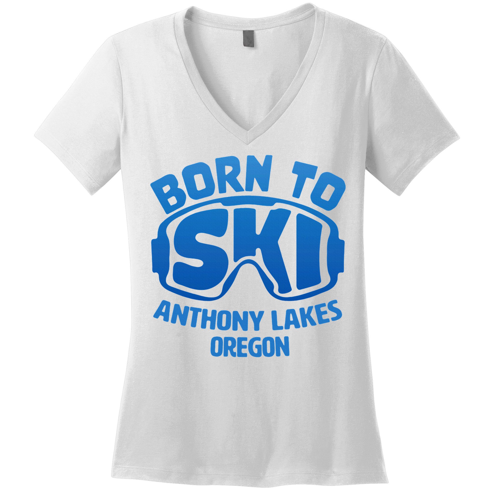 Anthony Lakes Oregon Nc Born To Ski Souvenir Women's V-Neck T-Shirt