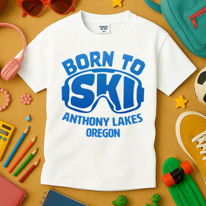 Anthony Lakes Oregon Nc Born To Ski Souvenir Kids T-Shirt