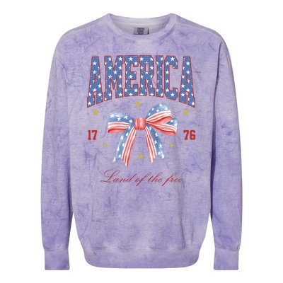 America Land Of The Free Bow Colorblast Crewneck Sweatshirt