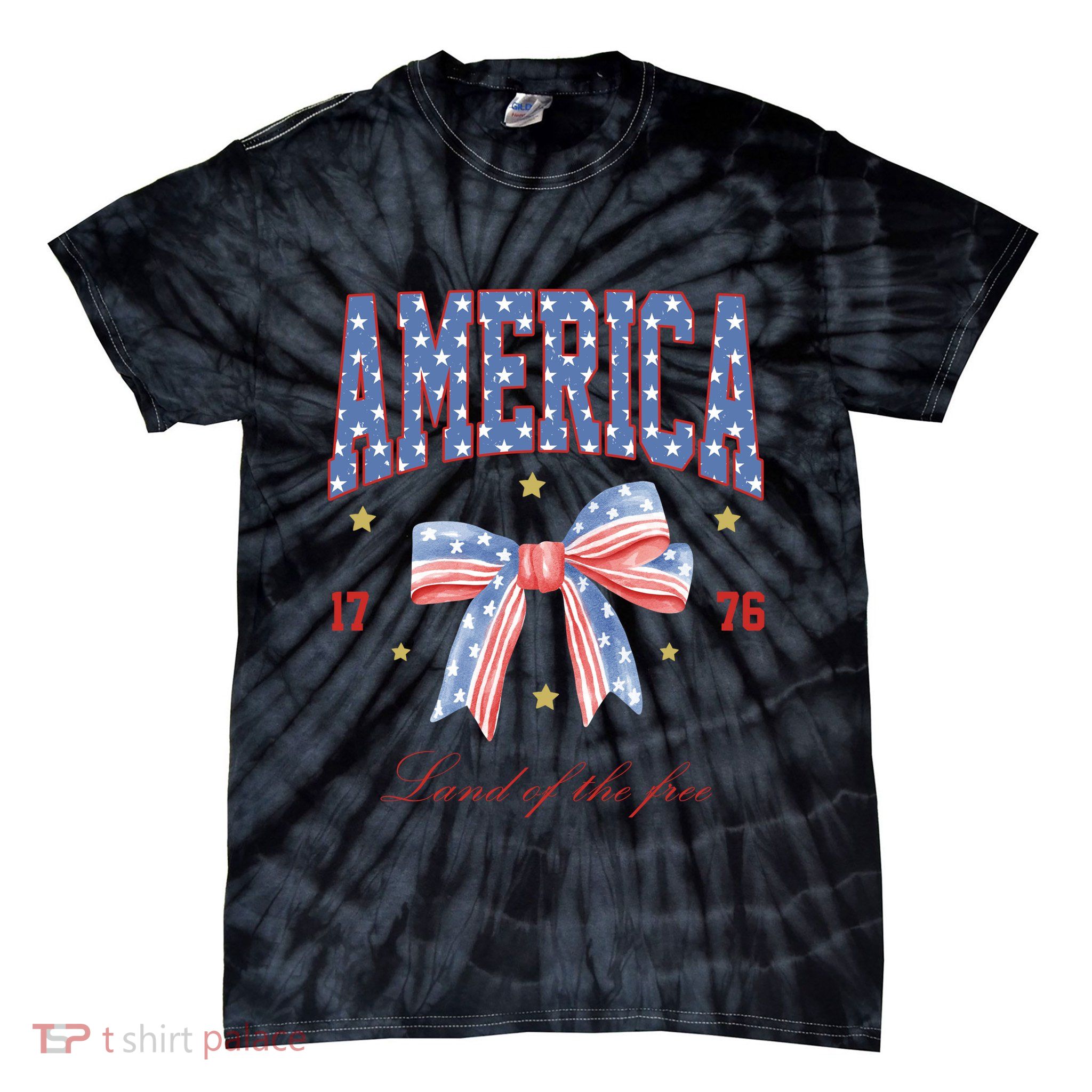 America Land Of The Free Bow Tie-Dye T-Shirt