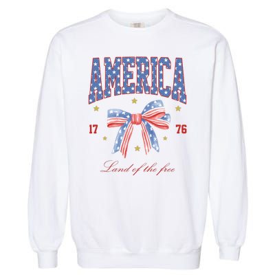 America Land Of The Free Bow Garment-Dyed Sweatshirt