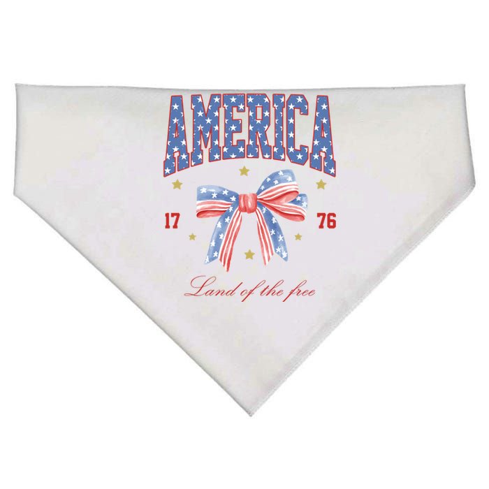 America Land Of The Free Bow USA-Made Doggie Bandana