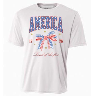 America Land Of The Free Bow Cooling Performance Crew T-Shirt