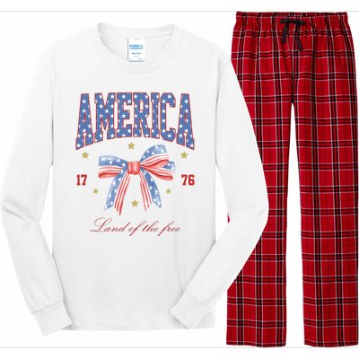 America Land Of The Free Bow Long Sleeve Pajama Set