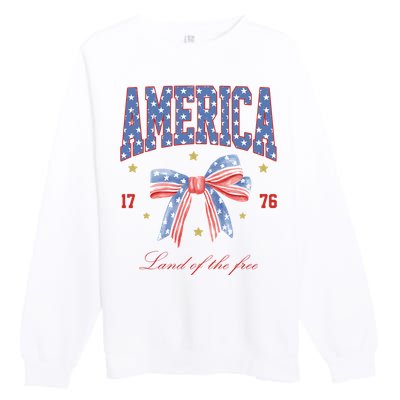 America Land Of The Free Bow Premium Crewneck Sweatshirt