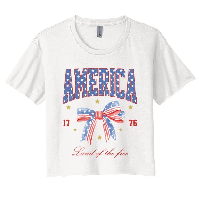 America Land Of The Free Bow Crop Top