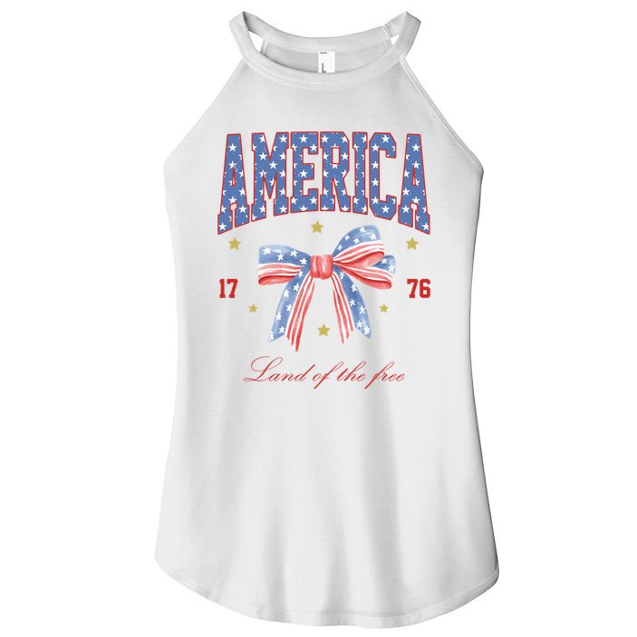 America Land Of The Free Bow Women's Perfect Tri Rocker Tank