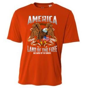 America! Land Of The Free Because Of The Brave! Patriotic Gift Cooling Performance Crew T-Shirt