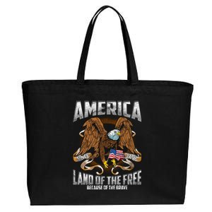 America! Land Of The Free Because Of The Brave! Patriotic Gift Cotton Canvas Jumbo Tote